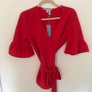 Draper James solid wrap top
